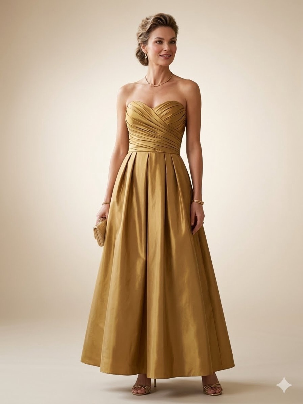 Vintage Dead stock Carmen Marc Valvo Strapless Gold Evening Gown size ten